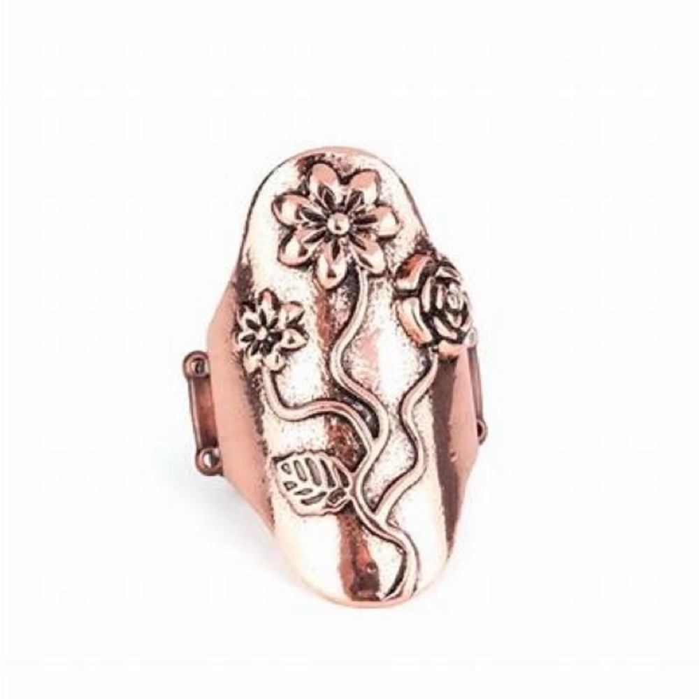 ❣️Large copper flower print ring❣️*